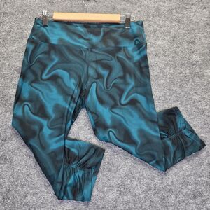 Studio By Capezio Leggings Womens Medium Teal Black Capri Dancewear Yoga Gym